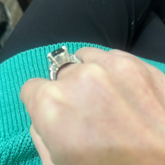 Sterling Silver CZ Smokey Quartz Ring - Picture 3 of 5